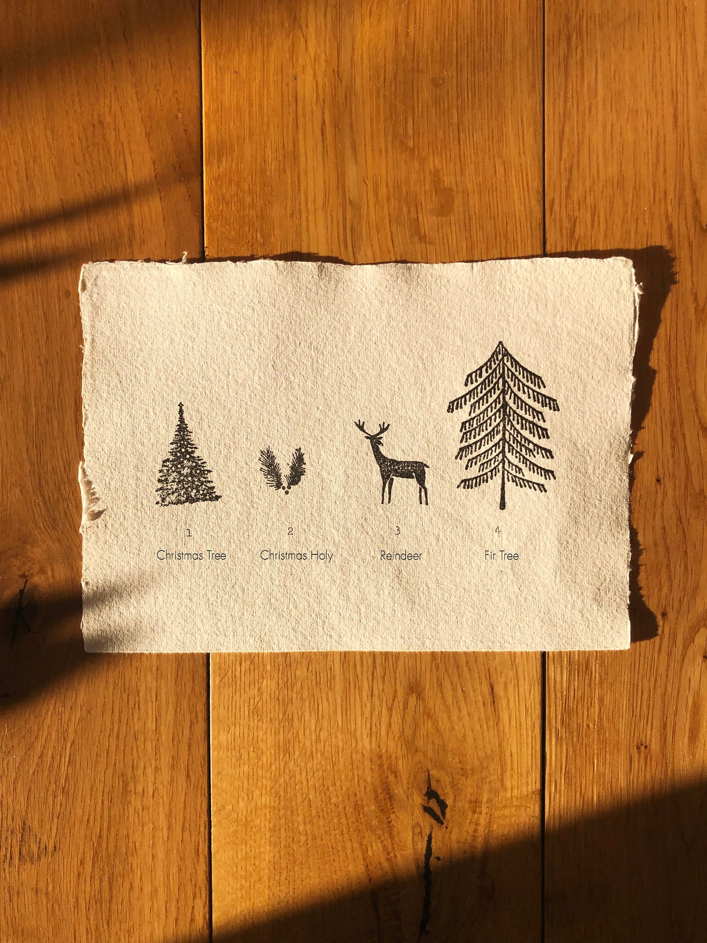 Handmade Typewritten Christmas/Holidays Cards with Envelope