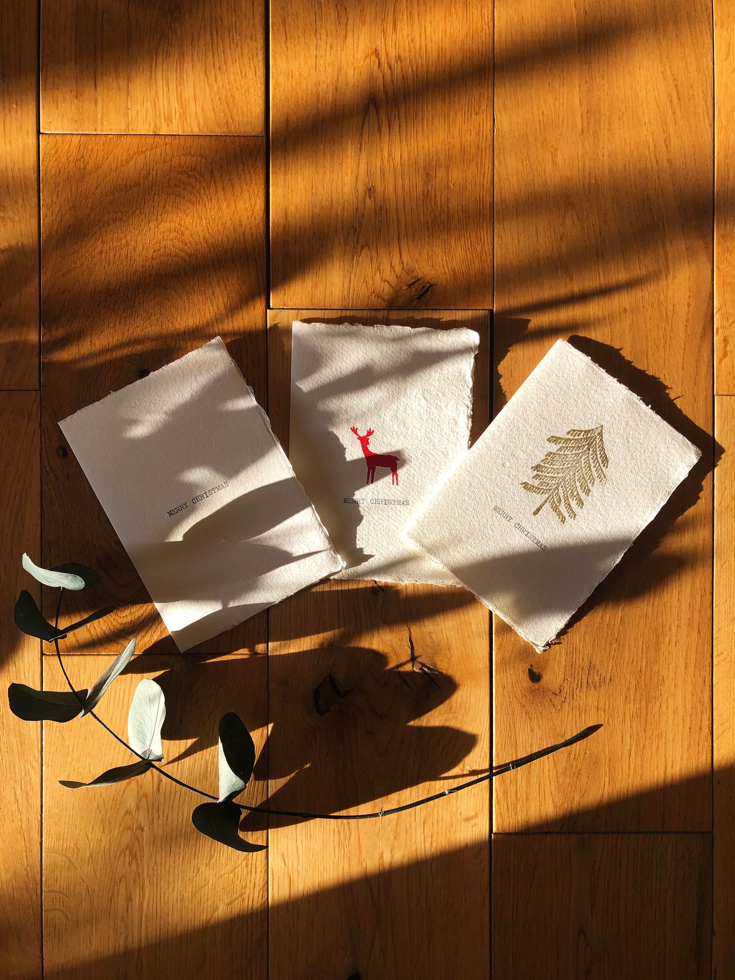 Handmade Typewritten Christmas/Holidays Cards with Envelope