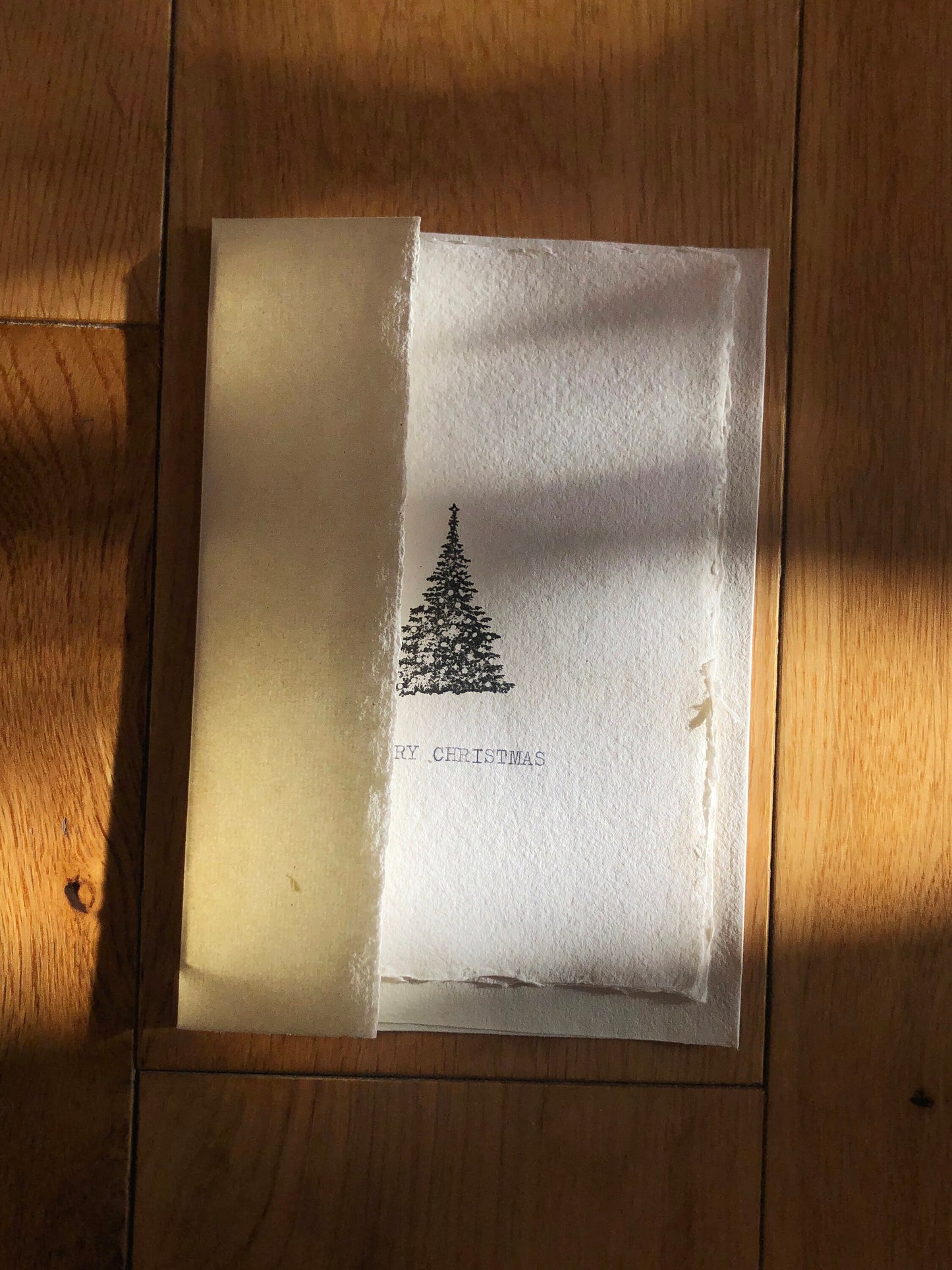 Handmade Typewritten Christmas/Holidays Cards with Envelope